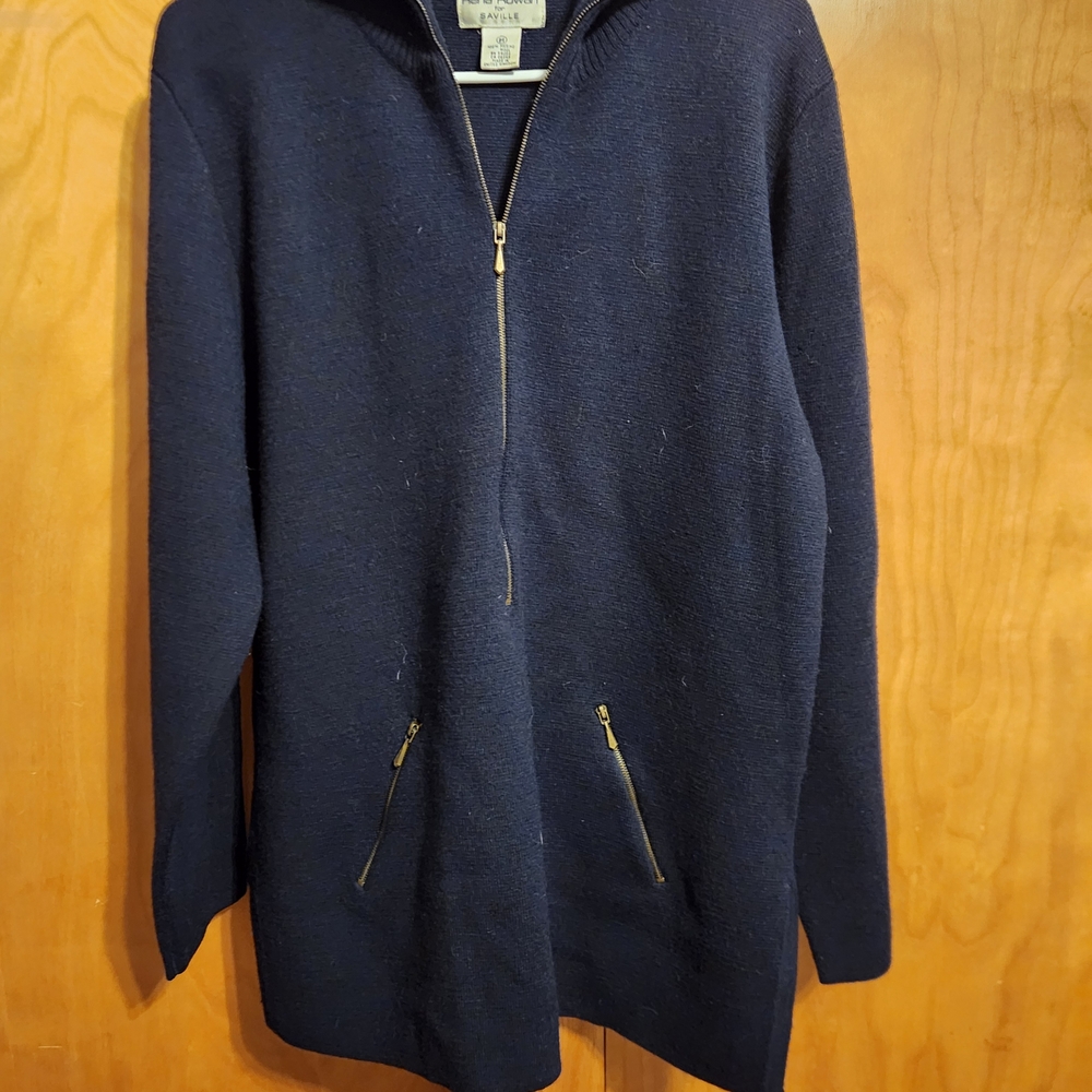 Vintage 1990s 100% Merino Wool Navy Blue Turtleneck Sweater